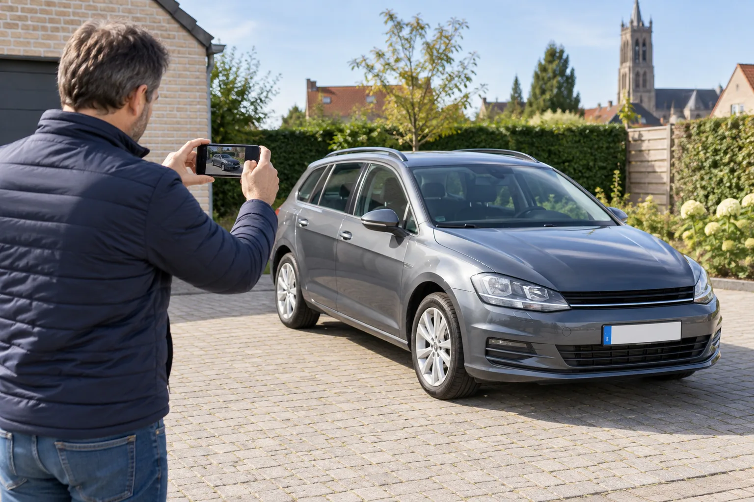 Een wagen wordt in Diksmuide gefotografeerd voor de verkoopaanmelding